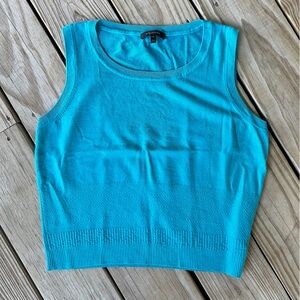 St John M sleeveless turquoise sweater tank top textured